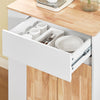 SoBuy FKW132-WN Kitchen Trailer på hjul-Kitchen-møbler med arbejdsoverflade i gummi træ, fritstående køkkenenhed til spisebord og kaffestation 70 x 40 x 90 cm hvid