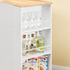 SoBuy FKW132-WN Kitchen Trailer på hjul-Kitchen-møbler med arbejdsoverflade i gummi træ, fritstående køkkenenhed til spisebord og kaffestation 70 x 40 x 90 cm hvid