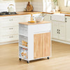SoBuy FKW132-WN Kitchen Trailer på hjul-Kitchen-møbler med arbejdsoverflade i gummi træ, fritstående køkkenenhed til spisebord og kaffestation 70 x 40 x 90 cm hvid