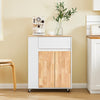 SoBuy FKW132-WN Kitchen Trailer på hjul-Kitchen-møbler med arbejdsoverflade i gummi træ, fritstående køkkenenhed til spisebord og kaffestation 70 x 40 x 90 cm hvid