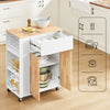 SoBuy FKW132-WN Kitchen Trailer på hjul-Kitchen-møbler med arbejdsoverflade i gummi træ, fritstående køkkenenhed til spisebord og kaffestation 70 x 40 x 90 cm hvid