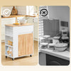 SoBuy FKW132-WN Kitchen Trailer på hjul-Kitchen-møbler med arbejdsoverflade i gummi træ, fritstående køkkenenhed til spisebord og kaffestation 70 x 40 x 90 cm hvid