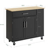 SoBuy FKW133-WN Kitchen Island med arbejdsområde-rulle køkkenvogn og serveringsvogn med kasse, fritstående køkkenø på hjul til køkken, spisestue og udendørs, hvid 99x40x85 cm