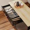 SoBuy FKW133-WN Kitchen Island med arbejdsområde-rulle køkkenvogn og serveringsvogn med kasse, fritstående køkkenø på hjul til køkken, spisestue og udendørs, hvid 99x40x85 cm