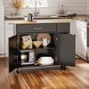 SoBuy FKW133-WN Kitchen Island med arbejdsområde-rulle køkkenvogn og serveringsvogn med kasse, fritstående køkkenø på hjul til køkken, spisestue og udendørs, hvid 99x40x85 cm