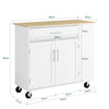 SoBuy FKW133-WN Kitchen Island med arbejdsområde-rulle køkkenvogn og serveringsvogn med kasse, fritstående køkkenø på hjul til køkken, spisestue og udendørs, hvid 99x40x85 cm