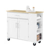 SoBuy FKW133-WN Kitchen Island med arbejdsområde-rulle køkkenvogn og serveringsvogn med kasse, fritstående køkkenø på hjul til køkken, spisestue og udendørs, hvid 99x40x85 cm