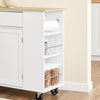 SoBuy FKW133-WN Kitchen Island med arbejdsområde-rulle køkkenvogn og serveringsvogn med kasse, fritstående køkkenø på hjul til køkken, spisestue og udendørs, hvid 99x40x85 cm