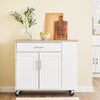 SoBuy FKW133-WN Kitchen Island med arbejdsområde-rulle køkkenvogn og serveringsvogn med kasse, fritstående køkkenø på hjul til køkken, spisestue og udendørs, hvid 99x40x85 cm