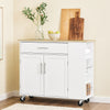 SoBuy FKW133-WN Kitchen Island med arbejdsområde-rulle køkkenvogn og serveringsvogn med kasse, fritstående køkkenø på hjul til køkken, spisestue og udendørs, hvid 99x40x85 cm