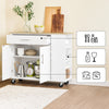 SoBuy FKW133-WN Kitchen Island med arbejdsområde-rulle køkkenvogn og serveringsvogn med kasse, fritstående køkkenø på hjul til køkken, spisestue og udendørs, hvid 99x40x85 cm