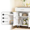 SoBuy FKW133-WN Kitchen Island med arbejdsområde-rulle køkkenvogn og serveringsvogn med kasse, fritstående køkkenø på hjul til køkken, spisestue og udendørs, hvid 99x40x85 cm