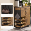 SoBuy FKW134-N serveringsvogn med hjul-Kitchen-vogn med arbejdsoverflade, skuffer og vinstativer, køkkenø, fritstående hylde til køkken, spisestue og udendørs brug, vintage brun 67x37x88 cm