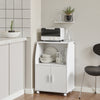SoBuy Køkkenvogn til mikrobølgeovn Køkkenskab med hjul og 2 låger Længde 55 cm Bredde 38 cm Højde 84 cm hvid FRG241-W