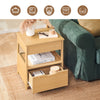 SoBuy natbord med 2 skuffer i trælook – FRG258-N