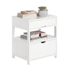 SoBuy Sengebord med 2 skuffer, Sofabord Sidebord Hjørnebord Længde45 cm Bredde 38 cm Højde 50 cm, hvid , FRG258-W