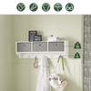 SoBuy Knagerække med3 kurve og 5 kroge, Væghylde Længde 100 cm Bredde 20 cm Højde 30 cm, hvid FRG282-W