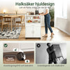 SoBuy Køkkenvogn med skuffe, bakke og 2 låger, Køkkenskab med hjul til mikrobølgeovn Længde 59 cm Bredde 40 cm Højde 92 cm , Hvid, FSB09-W