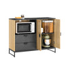 SoBuy FSB103-N Kitchen Cabinet-skænkbureau med mikrobølgeovn (Ø6 cm) og Jalusiörr-mikrobølgebølge, buffetskab, multifunktionsskab til køkken og stue, eg-sort 107 × 40 × 85 cm
