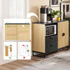 SoBuy FSB103-N Kitchen Cabinet-skænkbureau med mikrobølgeovn (Ø6 cm) og Jalusiörr-mikrobølgebølge, buffetskab, multifunktionsskab til køkken og stue, eg-sort 107 × 40 × 85 cm