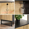 SoBuy FSB103-N Kitchen Cabinet-skænkbureau med mikrobølgeovn (Ø6 cm) og Jalusiörr-mikrobølgebølge, buffetskab, multifunktionsskab til køkken og stue, eg-sort 107 × 40 × 85 cm