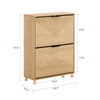 SoBuy FSR200-N Skoskab smal skoopbevaring til entre, skohylde lukket, pladsbesparende, til op til 8 par sko tipsikring, træudseende, B 60 x H88 x D 24 cm(品品)