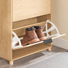 SoBuy FSR200-N Skoskab smal skoopbevaring til entre, skohylde lukket, pladsbesparende, til op til 8 par sko tipsikring, træudseende, B 60 x H88 x D 24 cm(品品)