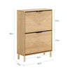 SoBuy Skoskabe smal skoopbevaring til hall, skohylde lukket, rumbesparelse, for op til 8 par sko spidsbeskyttelse, træudseende, B 60 x H88 x D 24 cm, FSR200N