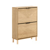 SoBuy Skoskabe smal skoopbevaring til hall, skohylde lukket, rumbesparelse, for op til 8 par sko spidsbeskyttelse, træudseende, B 60 x H88 x D 24 cm, FSR200N