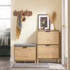 SoBuy Skoskabe smal skoopbevaring til hall, skohylde lukket, rumbesparelse, for op til 8 par sko spidsbeskyttelse, træudseende, B 60 x H88 x D 24 cm, FSR200N