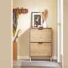 SoBuy Skoskabe smal skoopbevaring til hall, skohylde lukket, rumbesparelse, for op til 8 par sko spidsbeskyttelse, træudseende, B 60 x H88 x D 24 cm, FSR200N
