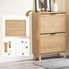 SoBuy Skoskabe smal skoopbevaring til hall, skohylde lukket, rumbesparelse, for op til 8 par sko spidsbeskyttelse, træudseende, B 60 x H88 x D 24 cm, FSR200N