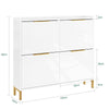SoBuy FSR206-GW Shoe Cabinet Indgang | Ultra -tungt kabinet 19 cm - Højglans hvid & guld - til hall, korridor, små rum, med vippebeskyttelse og gulvbeskyttelse - 100x19x90 cm