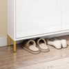 SoBuy FSR206-GW Shoe Cabinet Indgang | Ultra -tungt kabinet 19 cm - Højglans hvid & guld - til hall, korridor, små rum, med vippebeskyttelse og gulvbeskyttelse - 100x19x90 cm