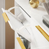 SoBuy FSR206-GW Shoe Cabinet Indgang | Ultra -tungt kabinet 19 cm - Højglans hvid & guld - til hall, korridor, små rum, med vippebeskyttelse og gulvbeskyttelse - 100x19x90 cm