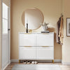 SoBuy FSR206-GW Shoe Cabinet Indgang | Ultra -tungt kabinet 19 cm - Højglans hvid & guld - til hall, korridor, små rum, med vippebeskyttelse og gulvbeskyttelse - 100x19x90 cm