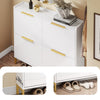 SoBuy FSR206-GW Shoe Cabinet Indgang | Ultra -tungt kabinet 19 cm - Højglans hvid & guld - til hall, korridor, små rum, med vippebeskyttelse og gulvbeskyttelse - 100x19x90 cm