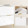 SoBuy FSR206-GW Shoe Cabinet Indgang | Ultra -tungt kabinet 19 cm - Højglans hvid & guld - til hall, korridor, små rum, med vippebeskyttelse og gulvbeskyttelse - 100x19x90 cm