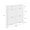 SoBuy FSR208-W Slankt skoskab - Slankt design til små rum - Hvid MDF skohylde med 4 hængslede låger og 2 skuffer - Holder op til 12 par sko - 100 x 19 x 107 cm