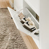 SoBuy FSR208-W Slankt skoskab - Slankt design til små rum - Hvid MDF skohylde med 4 hængslede låger og 2 skuffer - Holder op til 12 par sko - 100 x 19 x 107 cm