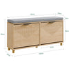 SoBuy FSR211-N skobænk med sæde til store sko EU 47 - skoskab med bænk smal - hall, små lejligheder, trælook 100x24x50 cm