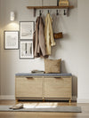SoBuy FSR211-N skobænk med sæde til store sko EU 47 - skoskab med bænk smal - hall, små lejligheder, trælook 100x24x50 cm