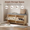 SoBuy FSR211-N skobænk med sæde til store sko EU 47 - skoskab med bænk smal - hall, små lejligheder, trælook 100x24x50 cm