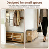 SoBuy FSR211-N skobænk med sæde til store sko EU 47 - skoskab med bænk smal - hall, små lejligheder, trælook 100x24x50 cm