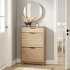 SoBuy FSR212-N smalt skoskab - træskoskab 24 cm bredt, stor kapacitet til sko op til str. 47, nordisk design, ideel til hall, entré, familie, farve træ, mål 60x24x95 cm