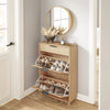 SoBuy FSR212-N smalt skoskab - træskoskab 24 cm bredt, stor kapacitet til sko op til str. 47, nordisk design, ideel til hall, entré, familie, farve træ, mål 60x24x95 cm