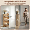 SoBuy FSR213-N smalt skoskab - træskoskab 24 cm bredt, stor kapacitet til sko op til str. 47, nordisk design, ideel til hall, entré, familie, farve træ, mål 60x24x120 cm