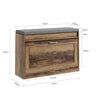 SoBuy FSR218-F Ekstremt smal bænk 24 cm - tynd hall skammel, passer til EU47 sko, belastning 123 kg, aftagelig vaskbar pude, opbevaring under døren, amerikansk træ look, E1 materiale