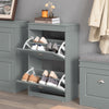 SoBuy Skoskab med 2 pladsbesparende rum Skoreol med 2 låger Længde 54 cm Bredde 24 cm Højde 83 cm Grå FSR78-HG