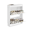 SoBuy FSR78-L-W-skoskabe med 2 foldekluge, skoopbevaring til hall, indgangsplads til 12 par sko, 75x24x96 cm hvid
